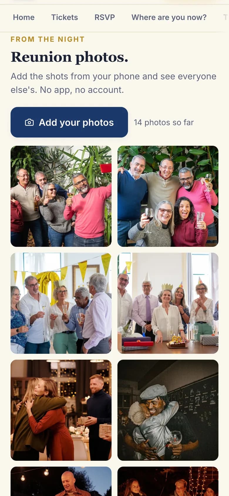 The live photo wall of a class reunion on a phone